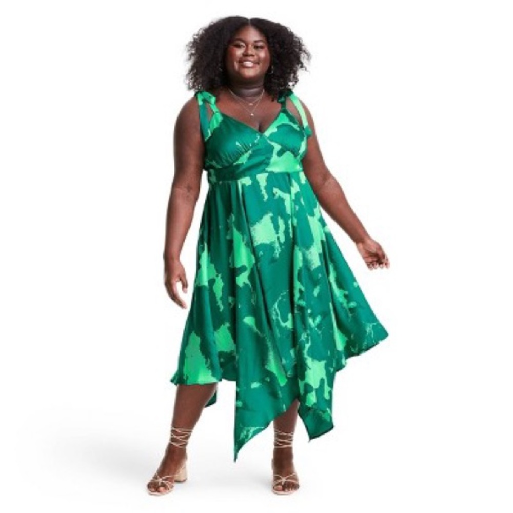 Alexis Tie Strap Asymmetrical Hem Dress 1X NWT